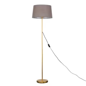 image of Charlie Gold Floor Lamp with Grey Doretta Shade