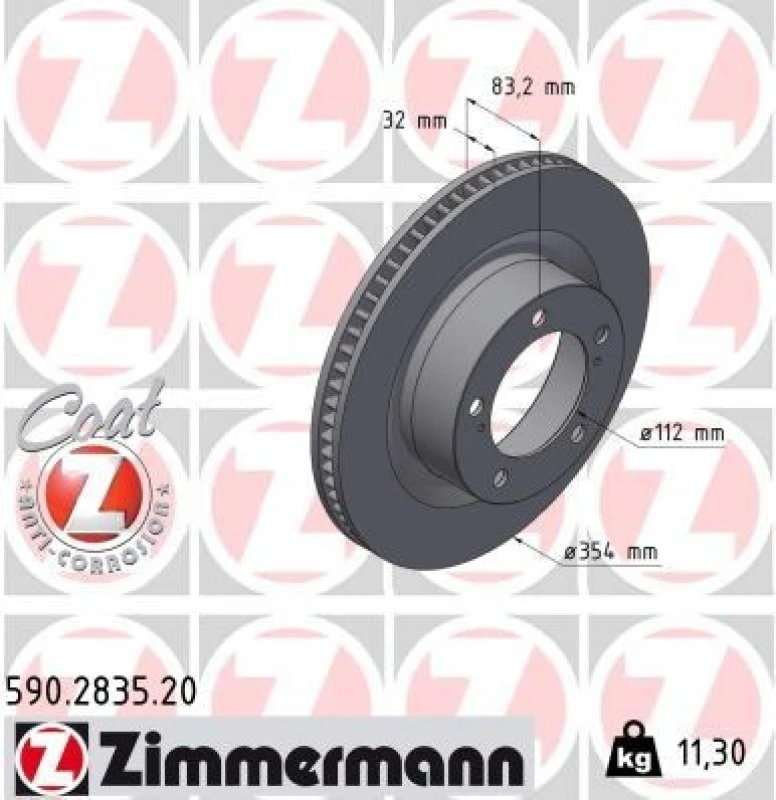 Image of ZIMMERMANN Brake disc ZIMMERMANN 590.2835.20