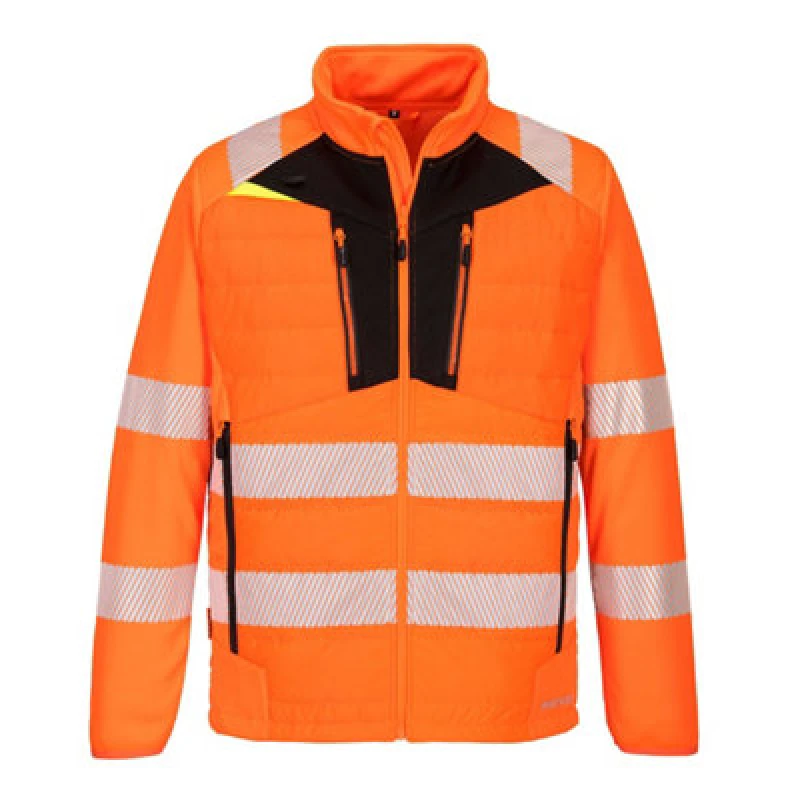 Image of Portwest DX4 Hi Vis Hybrid Baffle Jacket DX473OBR4XL Colour: Orange / Black