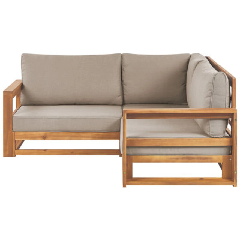 Image of Beliani Garden Corner Sofa 2 Seater Timor Modular Certified Acacia Wood Light Brown