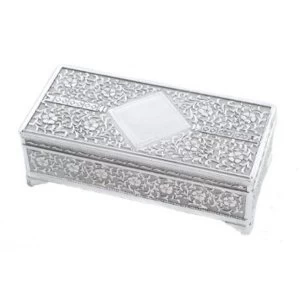 image of Sophia Silverplated Trinket Box - Floral Oblong