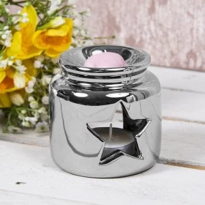 Image of Ceramic Wax Oil Warmer Silver Star By Lesser & Pavey