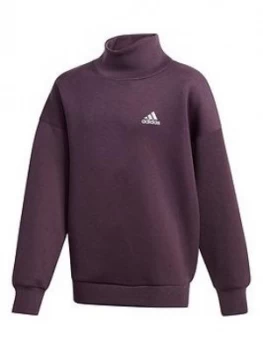 Image of Adidas Girls Aeroready Funnel Neck Sweat Top - Purple