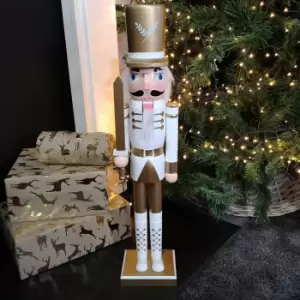 image of 60cm Wooden Christmas Nutcracker Soldier Decoration with White Body and Shoes