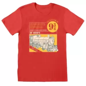 Image of Harry Potter Unisex Adult Manual Cover Hogwarts Express T-Shirt (L) (Red)