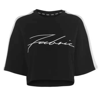 Image of Fabric Panel T Shirt Ladies - Black