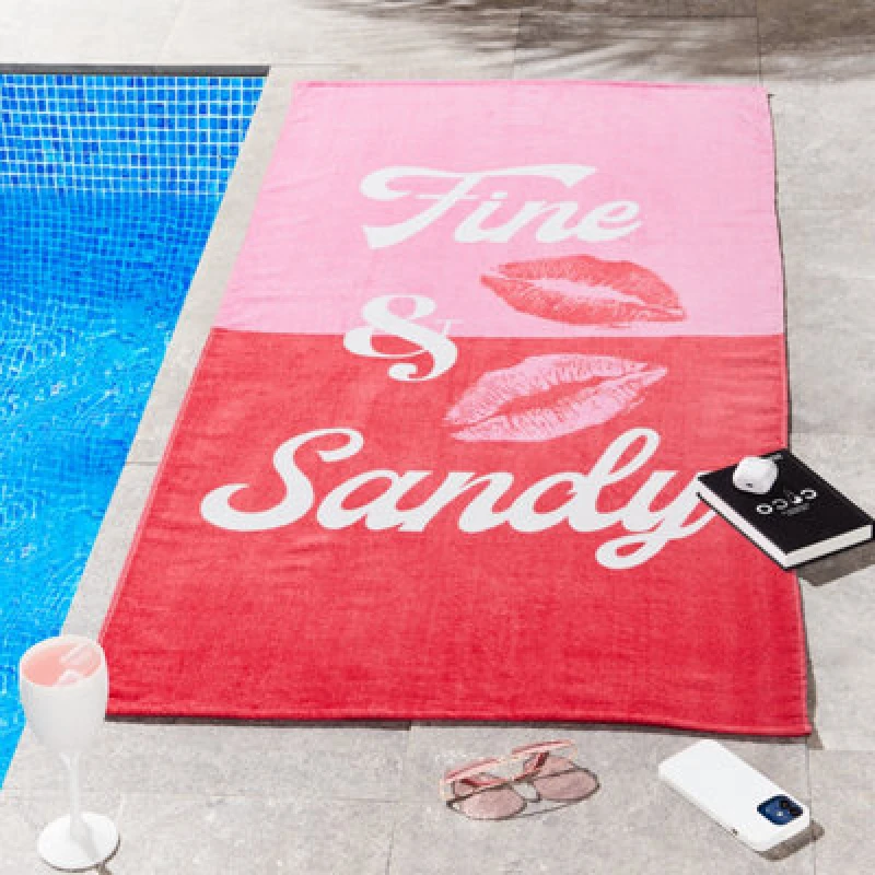 Image of Sassy B 'Fine and Sandy' Cotton Beach Towel Pink