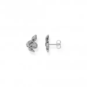 Image of Sterling Silver Zirconia Blackened Snake Earrings H2261-643-11