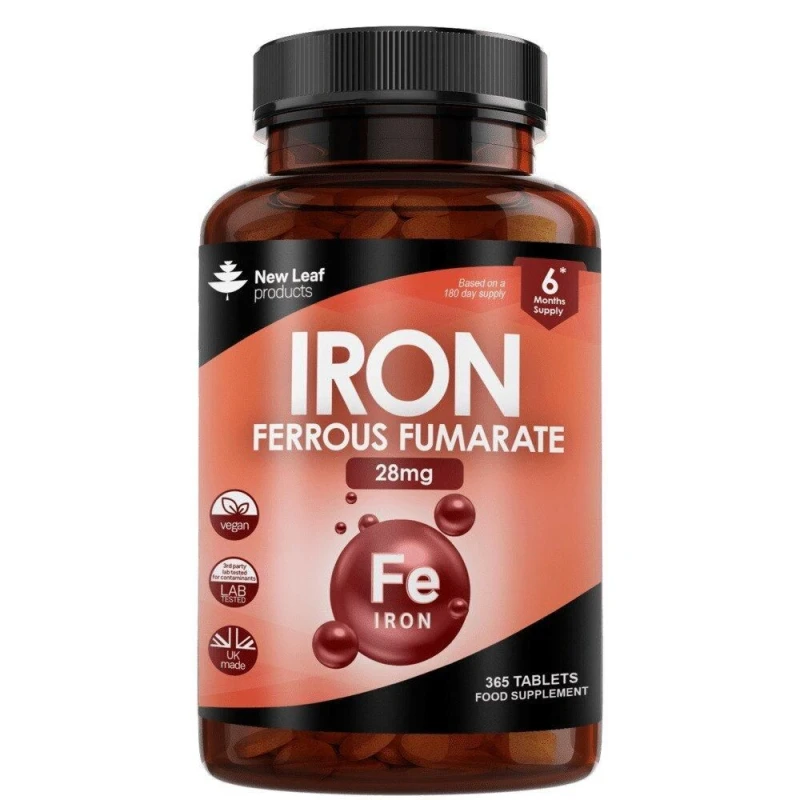 Image of New leaf health Gentle Iron Tablets 28mg - Ferrous Fumarate Iron Supplements 6 Month Supply Orange unisex