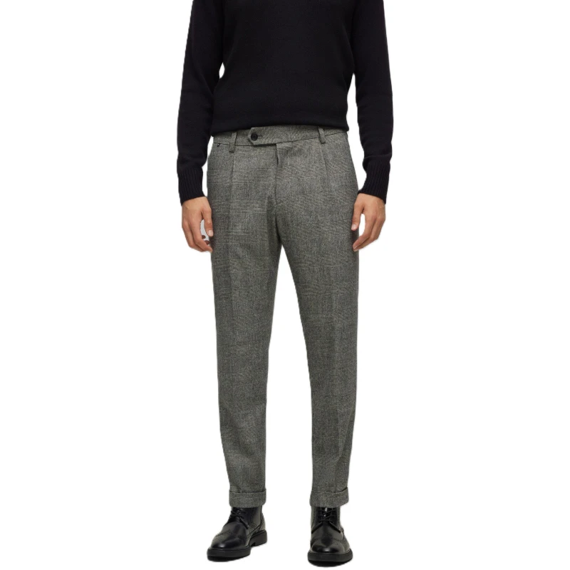 Image of Boss Mens P Perin Pleat Tailored Trousers Black male 30W R