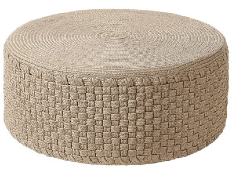 Image of Beliani Outdoor Woven Pouffe Beige Mithi