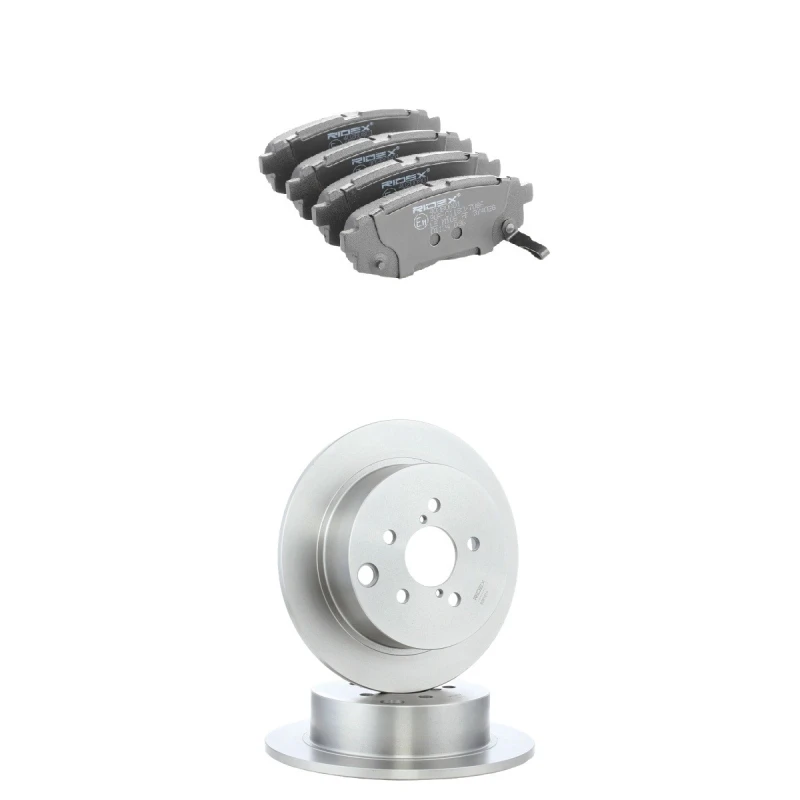 Image of RIDEX 3405B2336 Brake disc and pads set Rear Axle, Brake Disc Type: Solid, with acoustic wear warning Brake Set,disc brakes (3405)