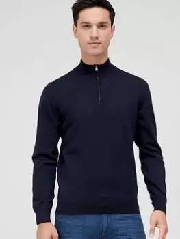 Image of BOSS Benji-l Zip Neck Jumper, Dark Blue, Size 2XL, Men