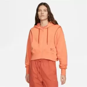 image of Nike Air Womens Full-Zip Fleece Hoodie - Orange