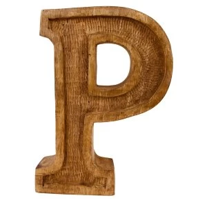Image of Letter P Hand Carved Wooden Embossed