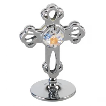 image of Crystocraft Chrome Plated Cross - Crystals From Swarovski