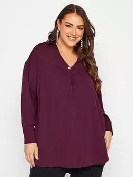 Image of Yours Button Pleat Detail Blouse - Purple, Purple, Size 14, Women