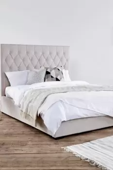 Image of Savoy Stone Upholstered Ottoman Storage Bed Frame