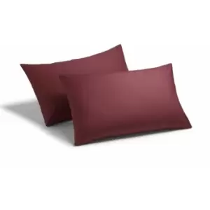 image of Charlotte Thomas - Poetry Plain Dye 144 Thread Count Combed Yarns Burgundy Housewife Pillowcase Pair