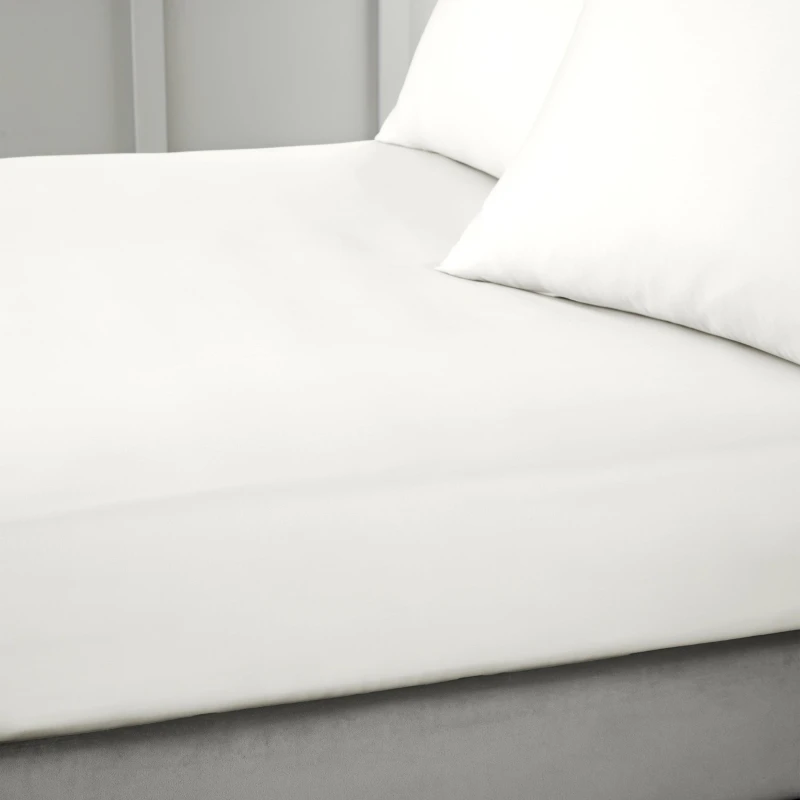 Image of Bianca 400 Thread Count Cotton Sateen Fitted Sheet Cream unisex Double