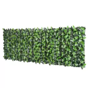 Image of Outsunny Artificial Leaf Hedge Screen Privacy Fence Panel for Garden Outdoor Indoor Decor 3M x 1M Light Green and Dark Green