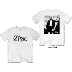 Tupac - Changes Back Repeat Mens X-Large T-Shirt - White