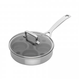 Image of Le Creuset 3-Ply Stainless Steel Saute Pan with Poaching Insert - 20cm