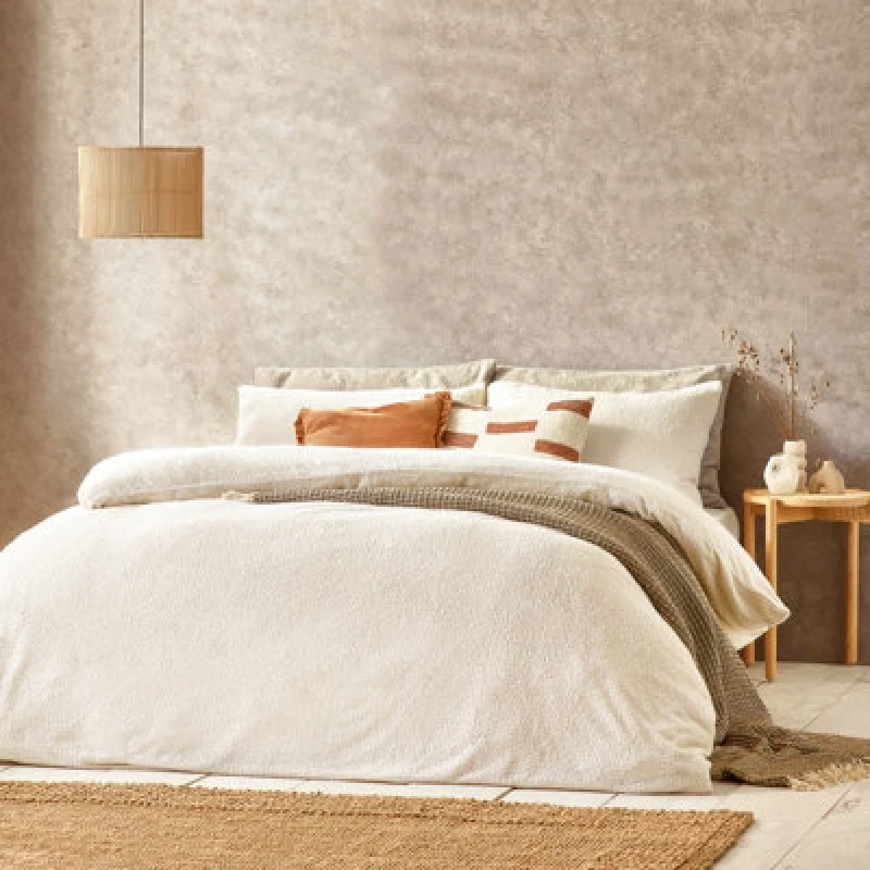Image of Boucle Duvet Cover Set Ecru, Ecru / Single