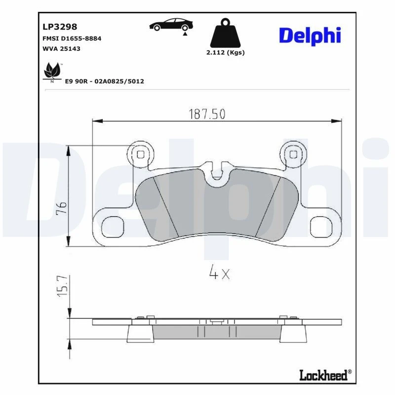 Image of DELPHI Brake pad set DELPHI LP3298