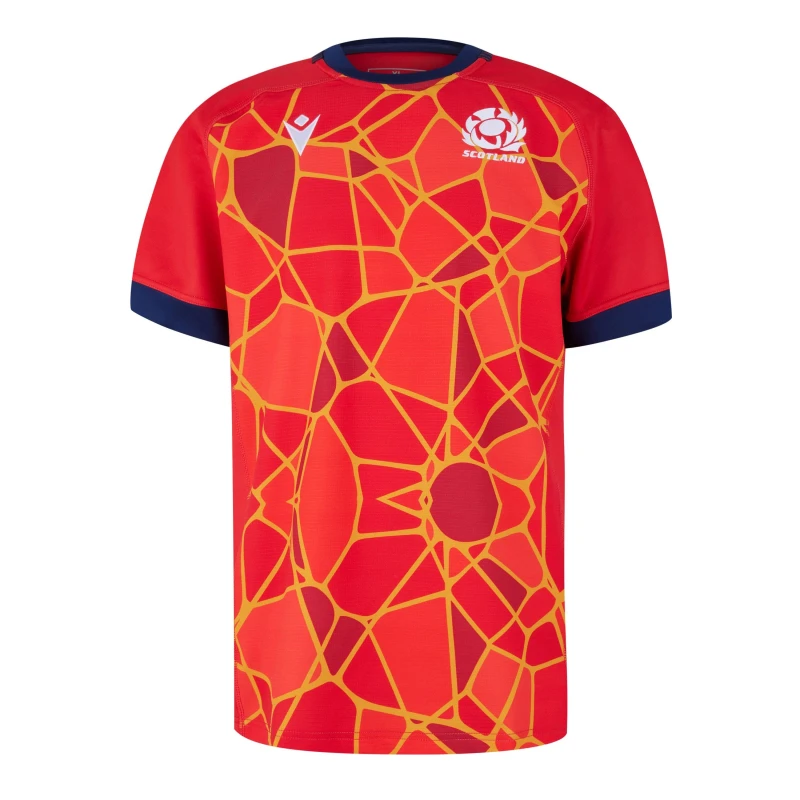 Image of Macron Scotland Rugby Union Training T-Shirt 2024 Adults - Red Red S