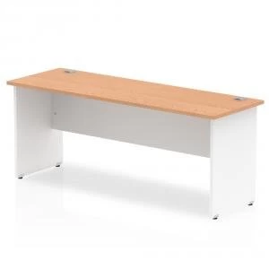 image of Trexus Desk Rectangle Panel End 1800x600mm Oak Top White Panels Ref