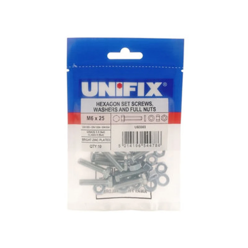 Image of Unifix Grade 8.8 Hex Set Din933, M6 X 40, Box Of 50