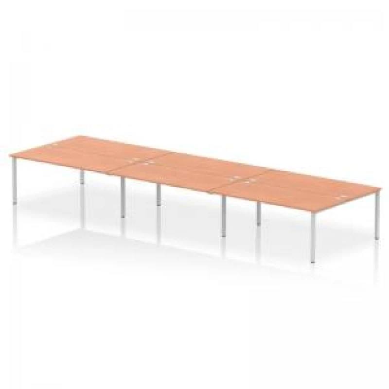 Image of Impulse Impulse Bench B2B 6 Person 1800 Silver Frame Office Bench Desk Beech IMB6P18BCHS