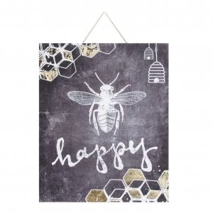 image of Art for the Home Bee Happy Printed Canvas Wall Art