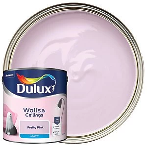 Image of Dulux Walls & Ceilings Pretty Pink Matt Emulsion Paint 2.5L