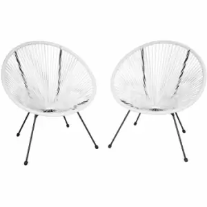 image of Tectake Garden Chairs In Retro Design Set Of 2 White