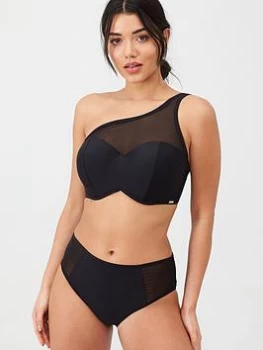 Image of Panache Onyx One Shoulder Moulded Bikini Top - Black, Size 30Gg, Women