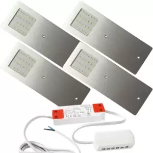 Image of 4x ALUMINIUM Ultra-Slim Rectangle Under Cabinet Kitchen Light & Driver Kit - Natural White LED