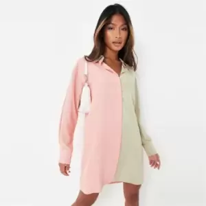 Missguided Oversized Satin Shirt Dress - Green