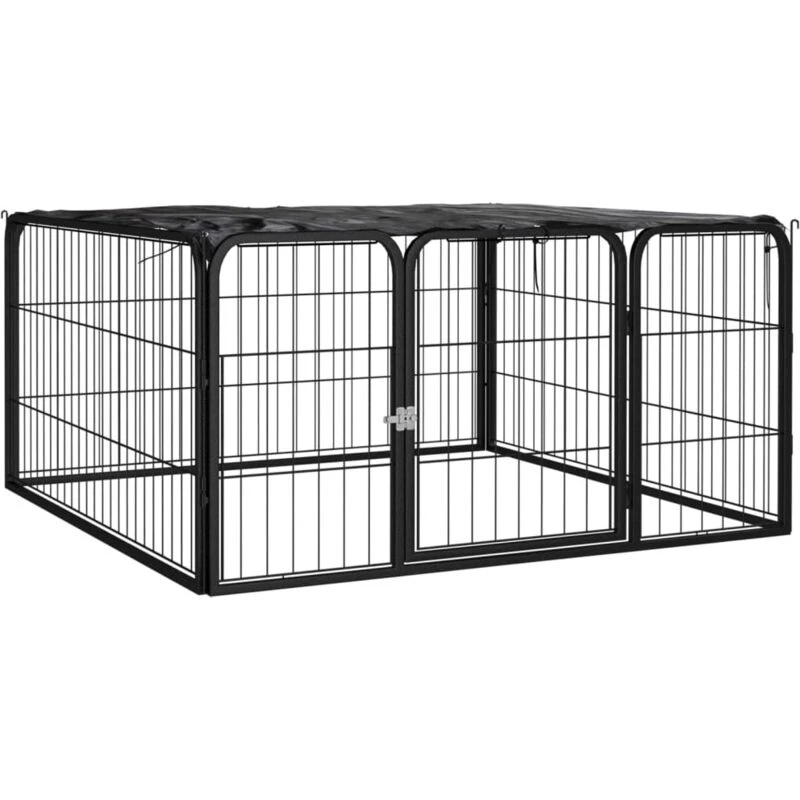 Image of VIDAXL Vidaxl - Dog Playpen 4 Panels Black 100x50cm Powder-coated Steel 8720287158684