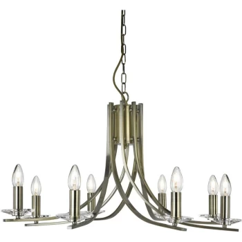 image of Searchlight Ascona - 8 Light Chandelier Antique Brass Finish, E14