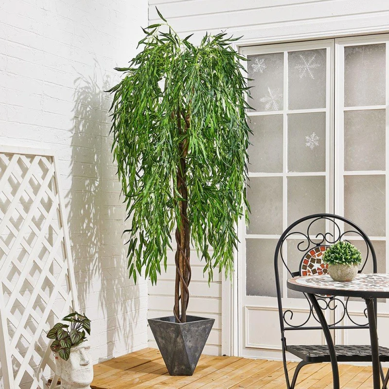 Image of LIFE IDEAS Lifelike Artificial Willow Tree 180cm Tall Green unisex One size
