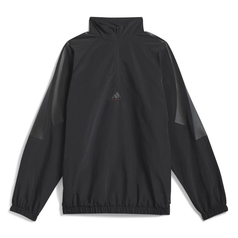 Image of adidas Mens Basketball Half Zip Long Sleeve Windbreaker Black male 3XS