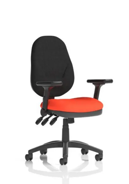 Image of Eclipse Eclipse Plus XL Lever Task Operator Chair Bespoke Colour Seat Tabasco Orange with Height Adjustable and Folding Arms KCUP1802