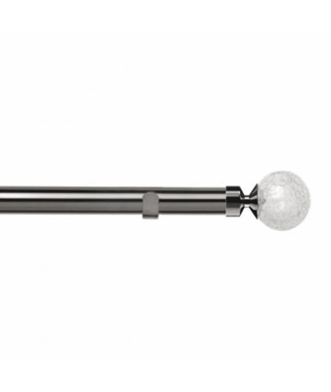 Image of Unknown 28mm Fixed Length Metal Eyelet Curtain Pole Set In Polished Graphite - Crash Finial, 50Cm