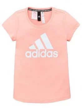 Image of adidas Young Girls Badge of Sport T-Shirt - Pink, Size 9-10 Years, Women