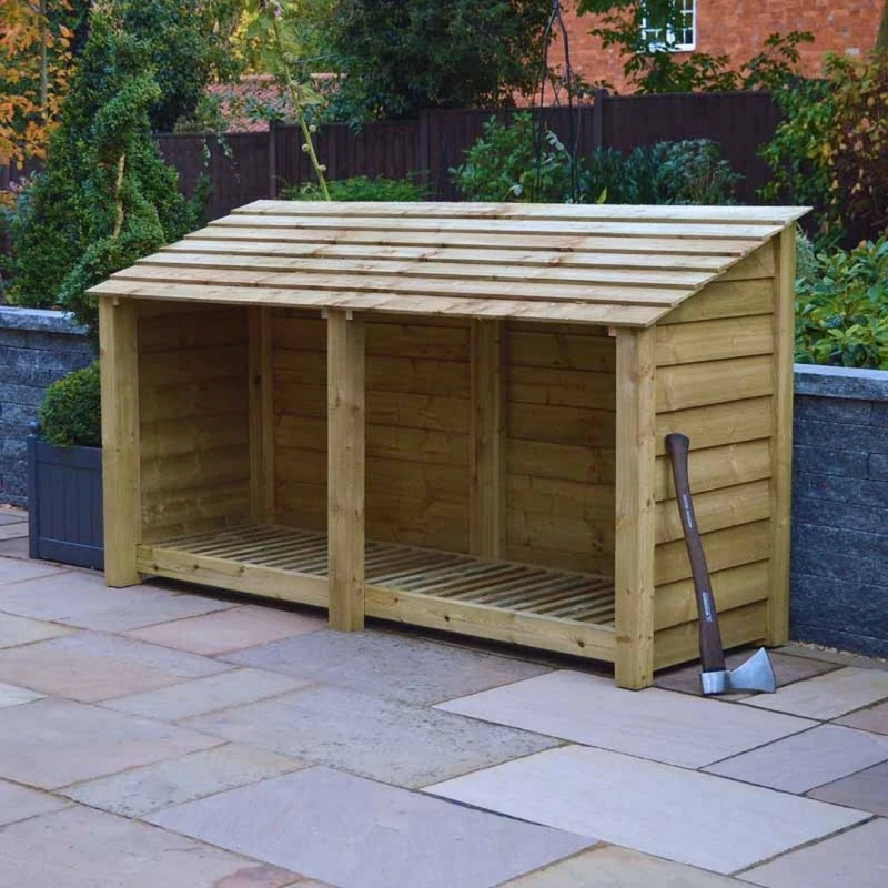 Image of Rutland County Garden Furniture Ltd Normanton 4ft Log Store - L80 x W230 x H128cm - Light Green Light Green Unisex