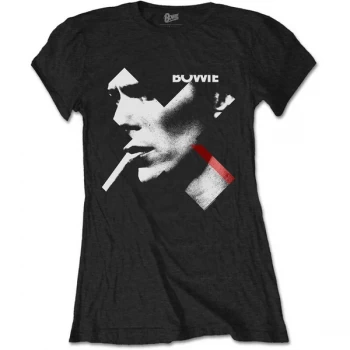 image of David Bowie - X Smoke Red Womens X-Large T-Shirt - Black