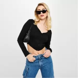 Missguided Zip Seam Corset Crop Top - Black