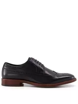 image of Dune Superior Leather Wingtip Brogue Shoes Male Black UK Size 7